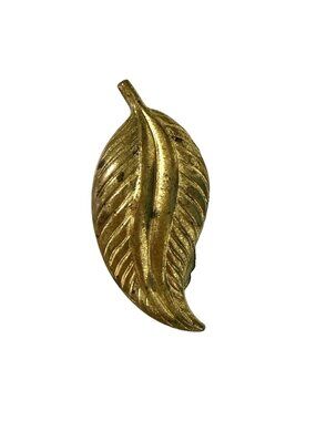 Vintage Gold Tone Leaf Dress Clip Fur Clip Botanical Jewelry 2 Inch